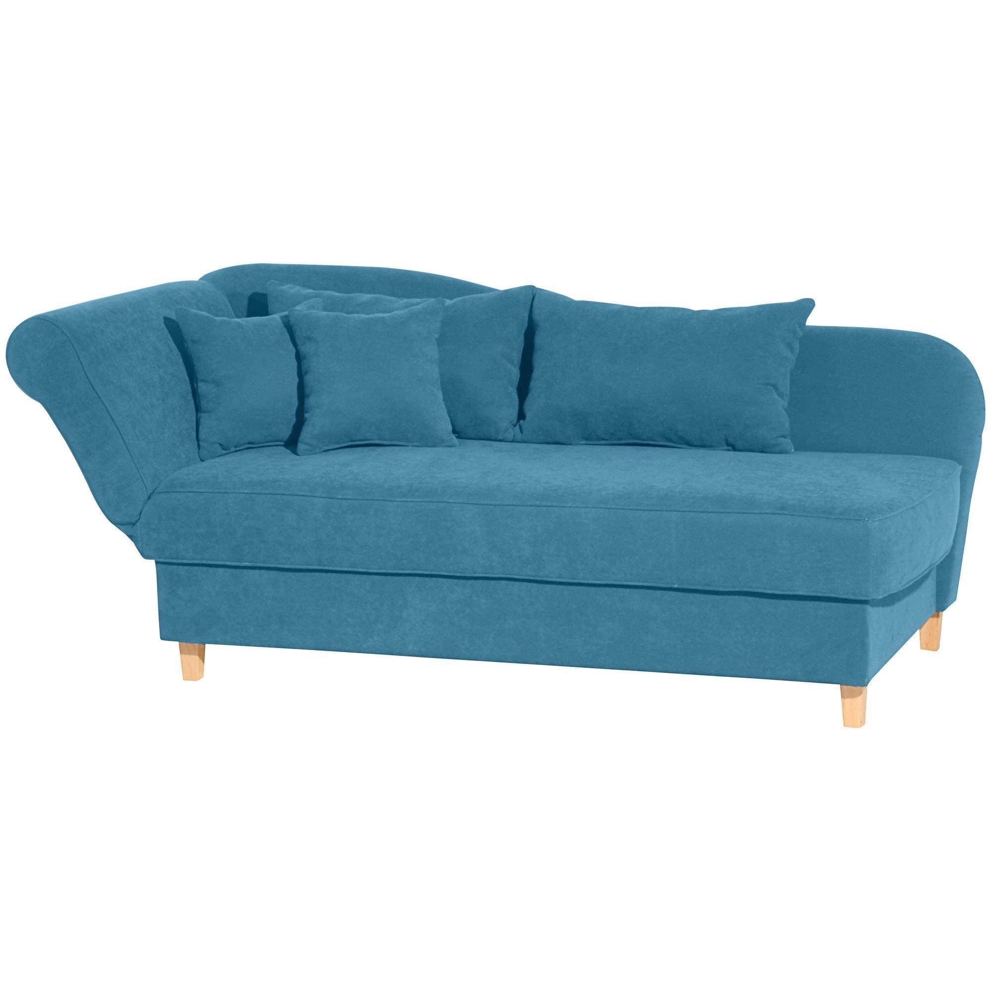 RECAMIERE mit Armteil links klappbar Katia Bezug Veloursstoff Buche natur / petrol - Blau, Kunststoff (190/82/88cm) - 58aufmkessel