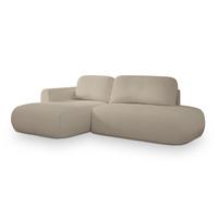 ECKSOFA NUVIRA L-S Beige Boucle-Stoff mit Schlaffunktion - Beige, Holz (279/158cm) - MASSENO