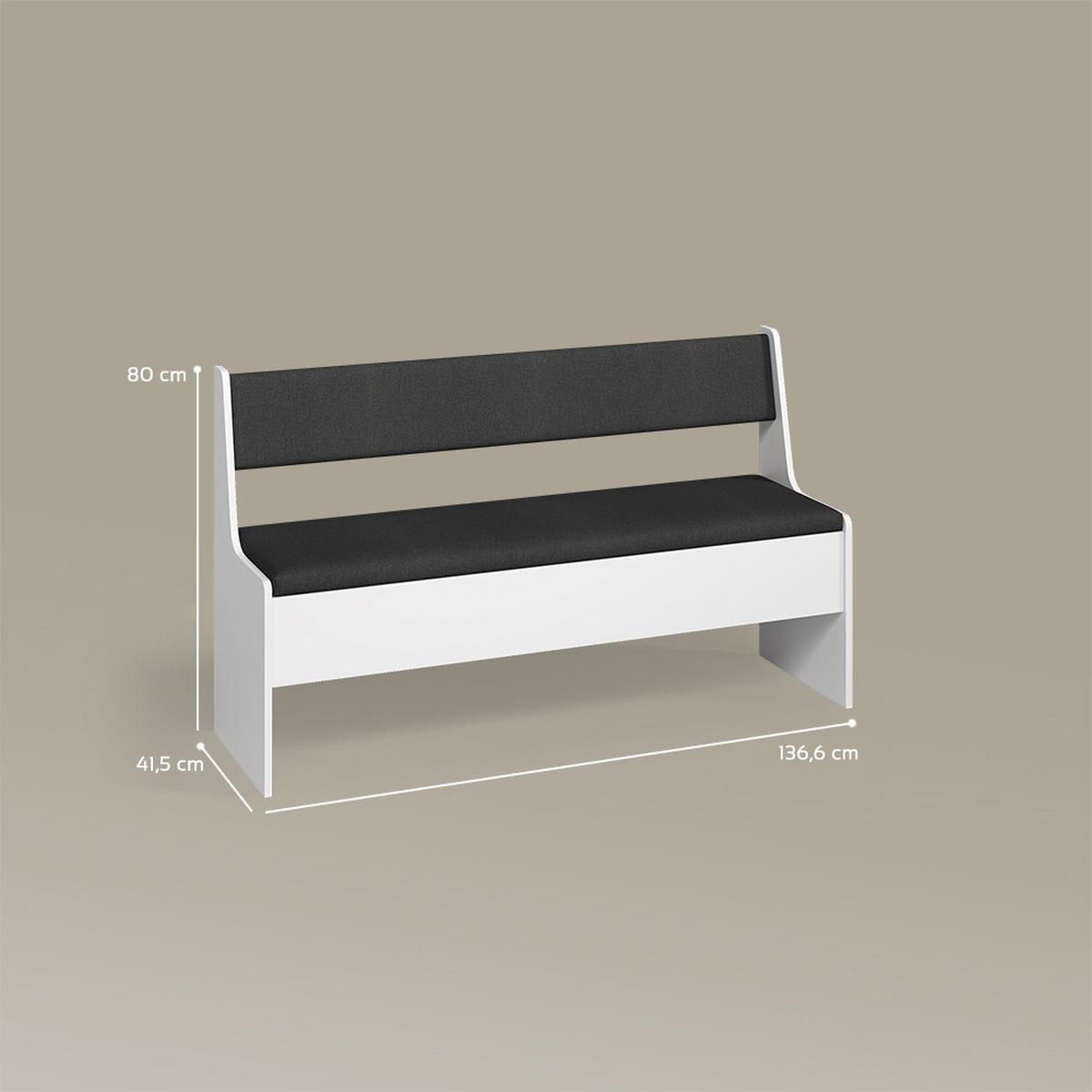 ESSZIMMER-BANK Tiberio Weiß 41.5 x 136.6 cm - Weiß, Holzwerkstoff (41.5/80/136.6cm) - Livinity®