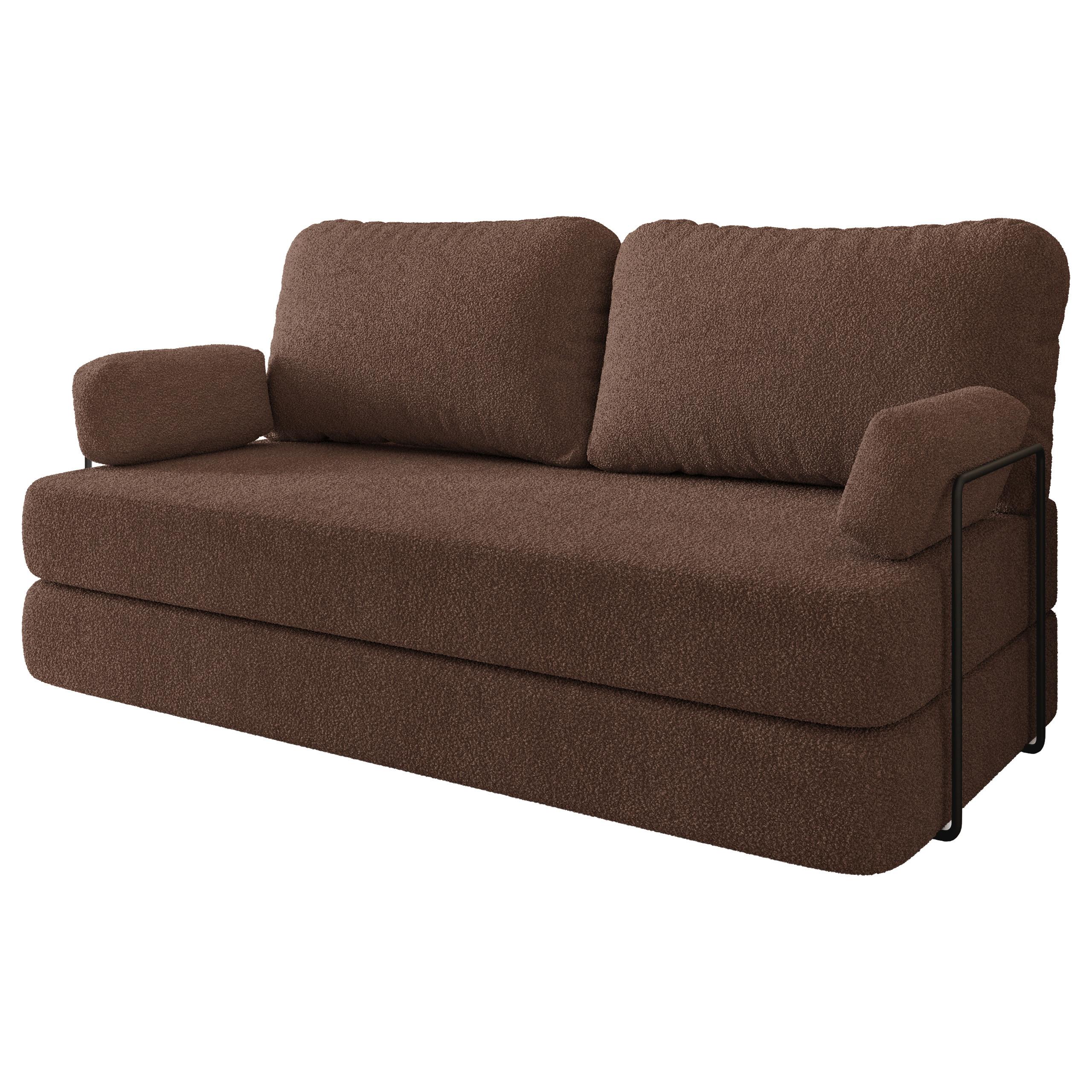 BETTSOFA NIKSI aus Schaumstoff Bucle-Stoff Braun Schlaffunktion - Braun, Textil (170/86/80cm) - MASSENO