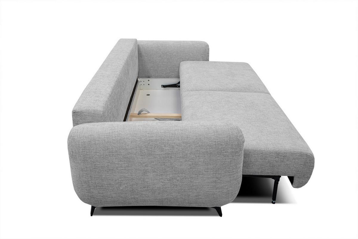 SOFA DRAKE 3-Sitzer mit Schlaffunktion, hellgrau - Hellgrau/Braun, Holz/Textil (232/90/107cm) - Wozimo