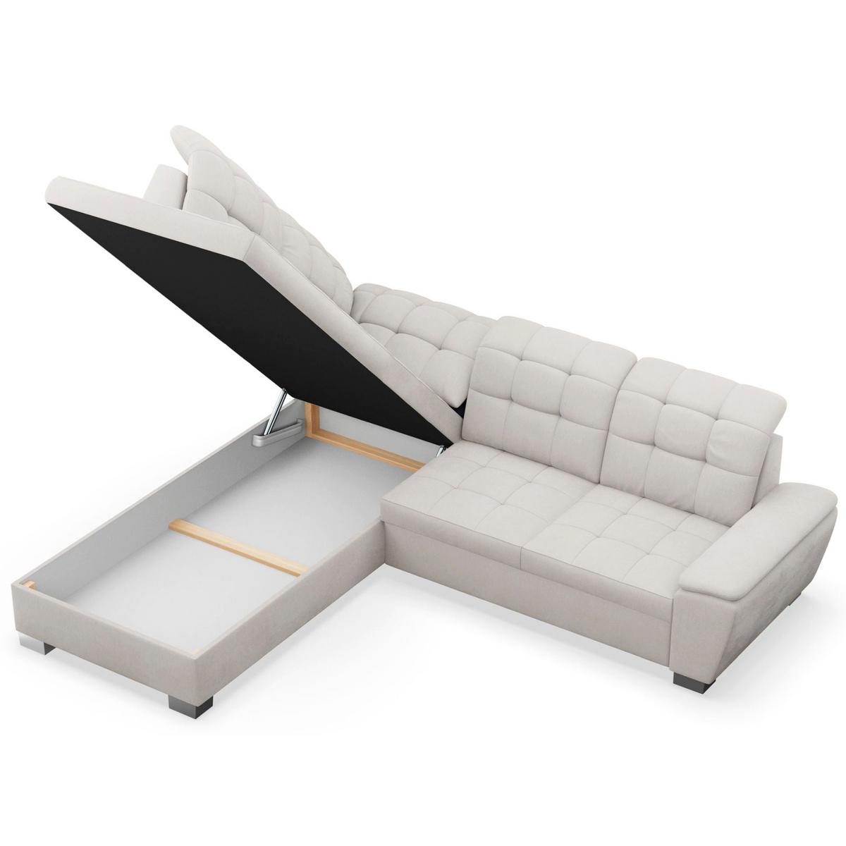 ECKSOFA Jamaal Creme linksseitig - Creme/Schwarz, Textil (258/212cm) - Selsey