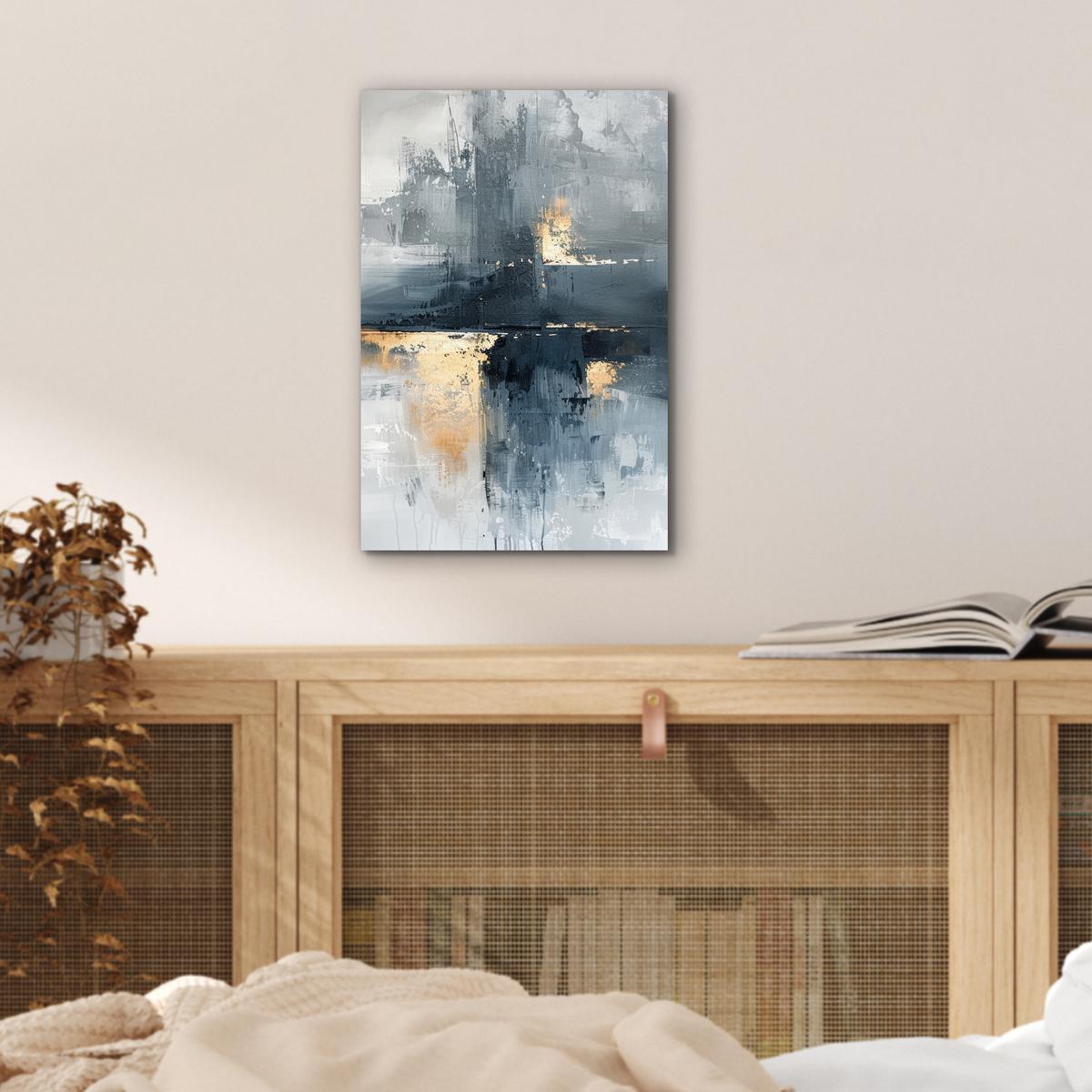 METALLBILD Kunst - Grau - Gold - Abstrakt 20x30 cm - Dunkelgrau, Metall (20/30cm) - MuchoWow