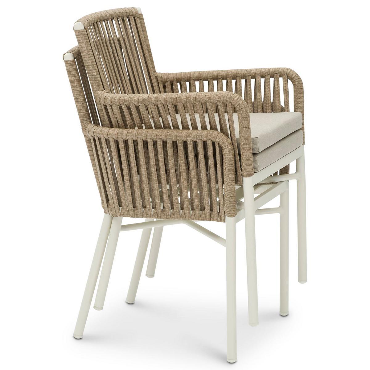 GARTENSTÜHLE AFUERA 6ER-SET - Weiß, Textil/Metall (56/85/59cm) - IDIMEX