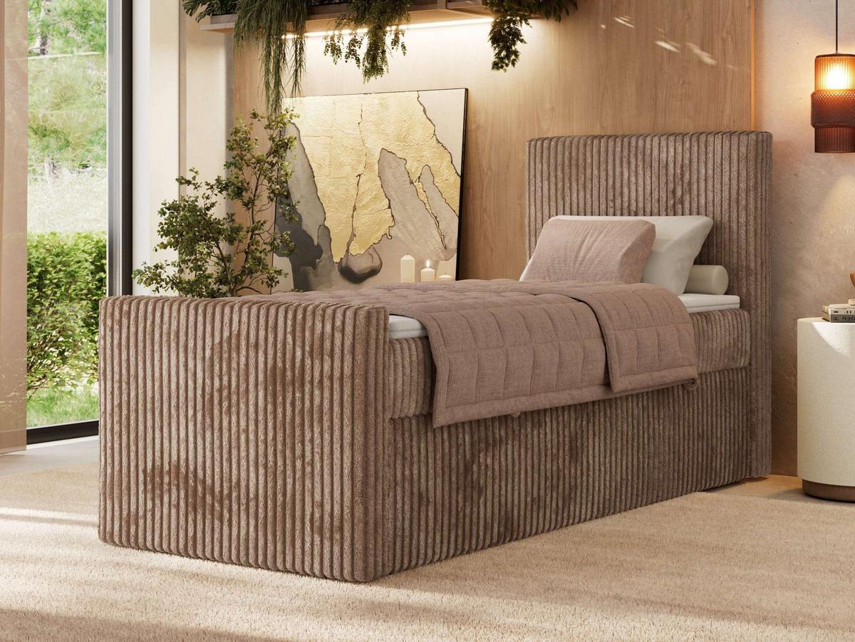 BOXBETT TILIANO DUO 90/200 - Braun Cord - H4 - Topper T25 - Rechts Seite - Braun, Textil (90/200cm) - MKS