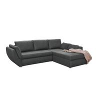 ECKSOFA mit Schlaffunktion und Bettkasten, seitenverkehrt montierbar B272/T200/H88 cm, Liegefläche 128x224 cm, Mikrofaser Dunkelgrau / 15228 - Chromfarben/Dunkelgrau, Kunststoff/Textil (272/200cm) - luma-home