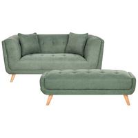2-SITZER-SOFA Stoff Grün mit Ottomane Habo - Hellbraun, Textil (176/78/72cm) - Beliani