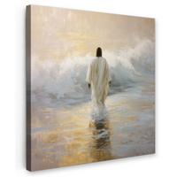 LEINWANDBILD Gemälde - Welle - Jesus - Abstrakt Deko Wohnzimmer 20x20 cm - Goldfarben, Textil (20/20cm) - MuchoWow