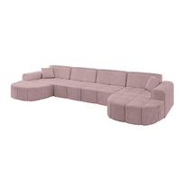WOHNLANDSCHAFT LIVO-U2 - 400x173x79,5 cm Rosa - Rosa, Holzwerkstoff/Textil (400/79/173cm) - ALTDECOR