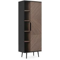 BÜCHERREGAL Parini mit 1 Tür und 8 Einlegeboden, Graphitschwarz/Captains Deck - Eichefarben, Holzwerkstoff/Metall (70/190/41cm) - Beautysofa