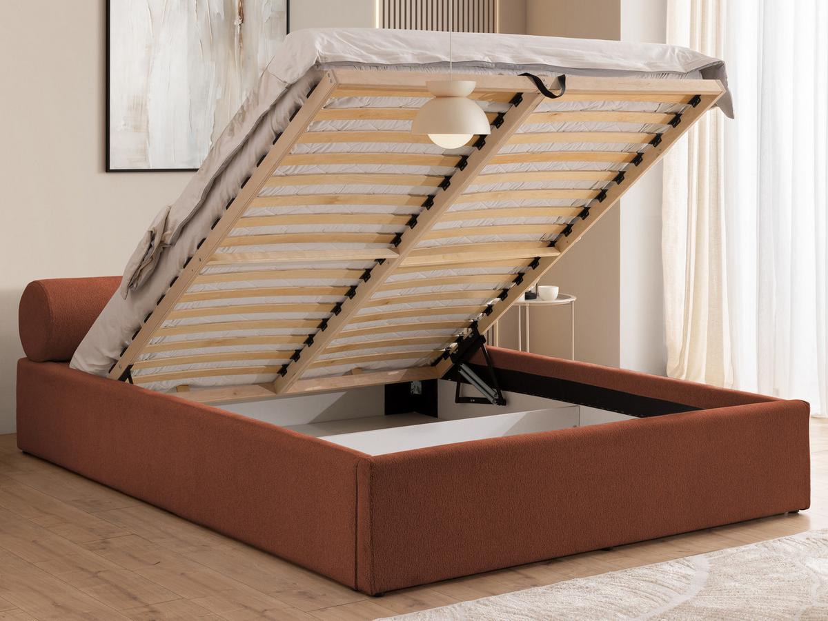 POLSTERBETT 200/200 cm Josy im Designer-Look mit Bettkasten und Lattenrost aus Terrakotta Chenille-Stoff - Terracotta/Schwarz, Holz/Kunststoff (200/200cm) - S-Style Möbel