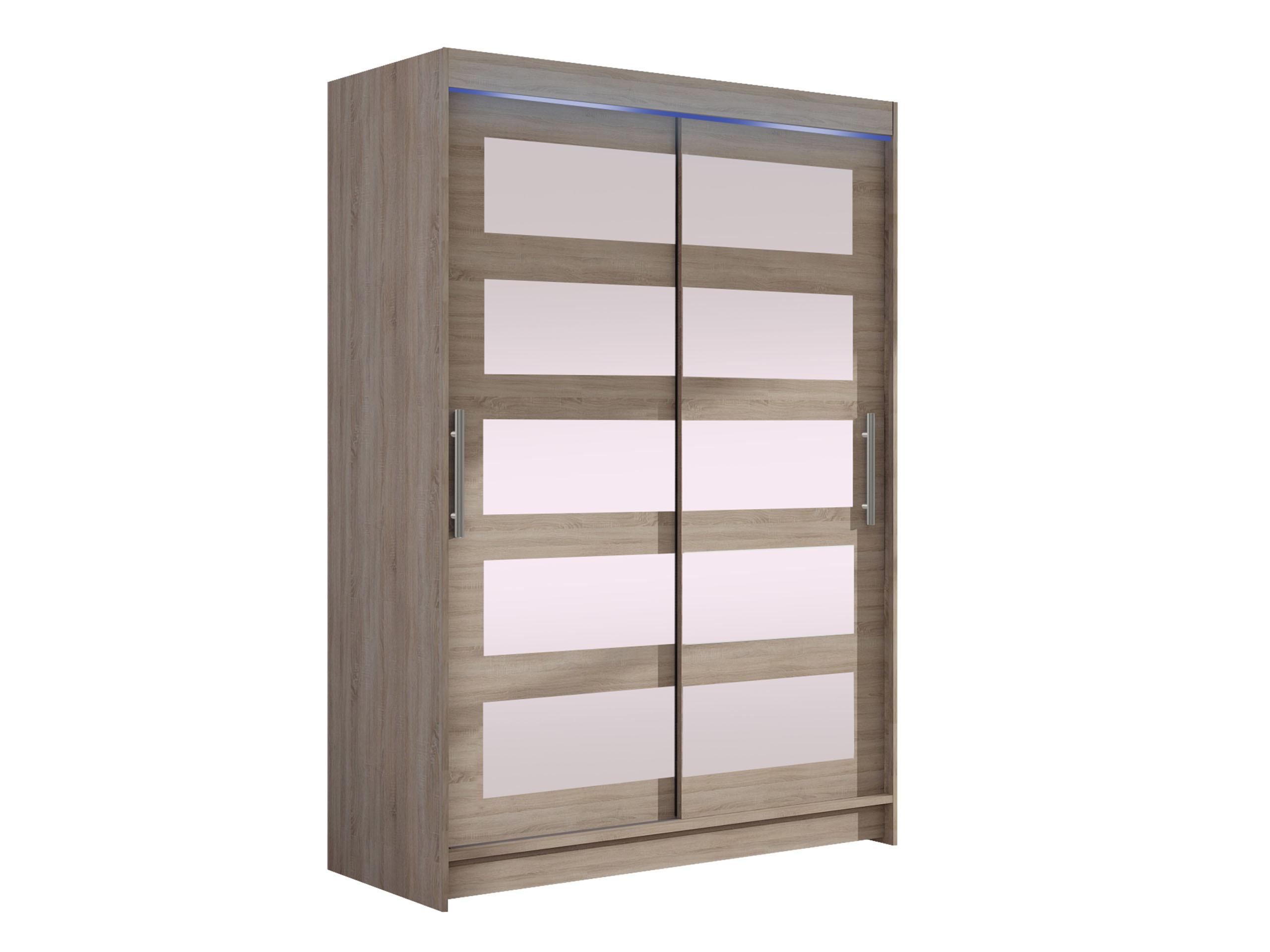KLEIDERSCHRANK Miami IV, mit RGB LED Beleuchtung - Silberfarben/Trüffeleichefarben, Holzwerkstoff/Kunststoff (120/200/58cm) - MIRJAN24