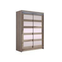 KLEIDERSCHRANK Miami IV, mit RGB LED Beleuchtung - Silberfarben/Trüffeleichefarben, Holzwerkstoff/Kunststoff (120/200/58cm) - MIRJAN24