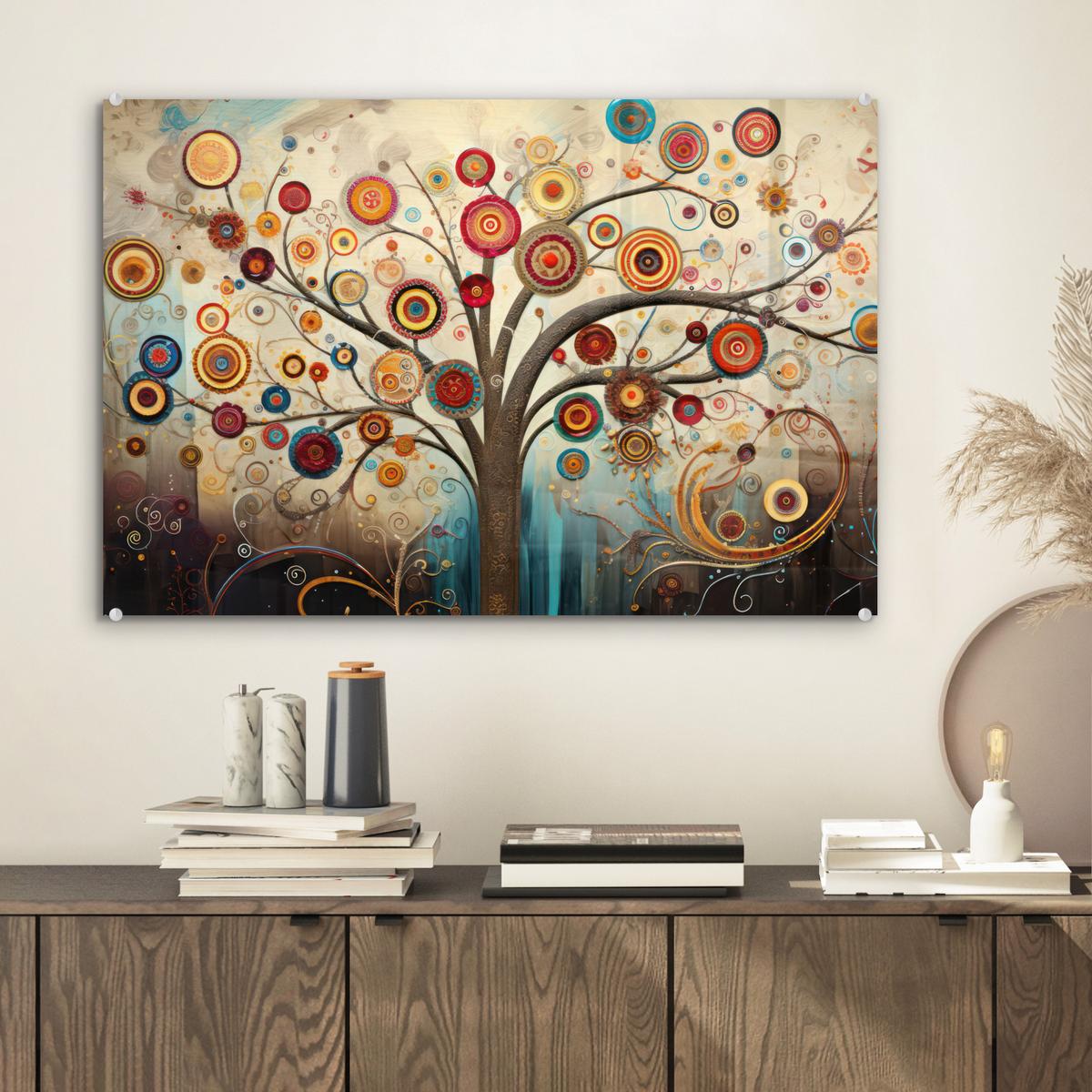 ACRYLGLASBILD Baum - Baum des Lebens - Farbe Wanddeko 60x40 cm - Braun, Glas (60/40cm) - MuchoWow