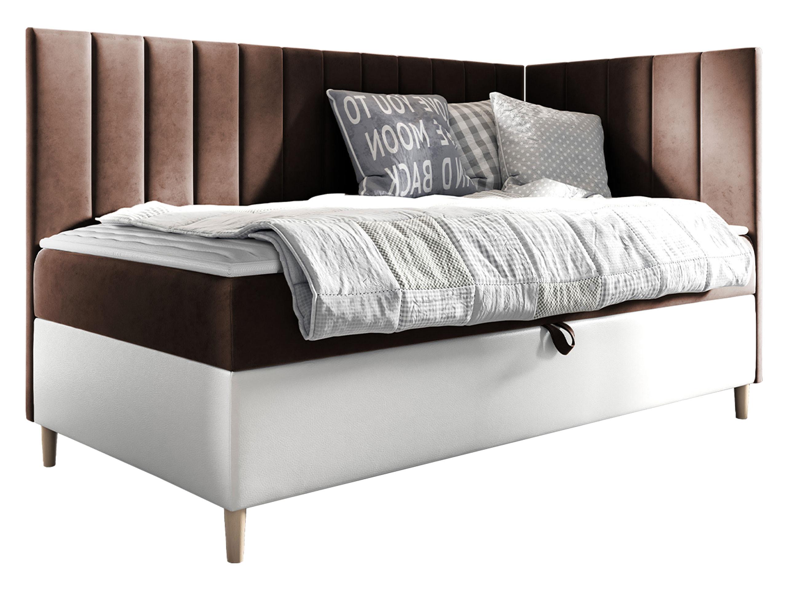 BOXBETT Maja Junior 3, Seite zum Öffnen des Bettkastens: Rechts - H3 - Weiß/Braun, Holz (90/200cm) - MIRJAN24