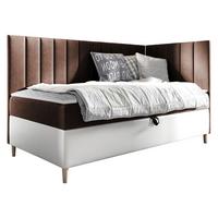 BOXBETT Maja Junior 3, Seite zum Öffnen des Bettkastens: Rechts - H3 - Weiß/Braun, Holz (80/200cm) - MIRJAN24