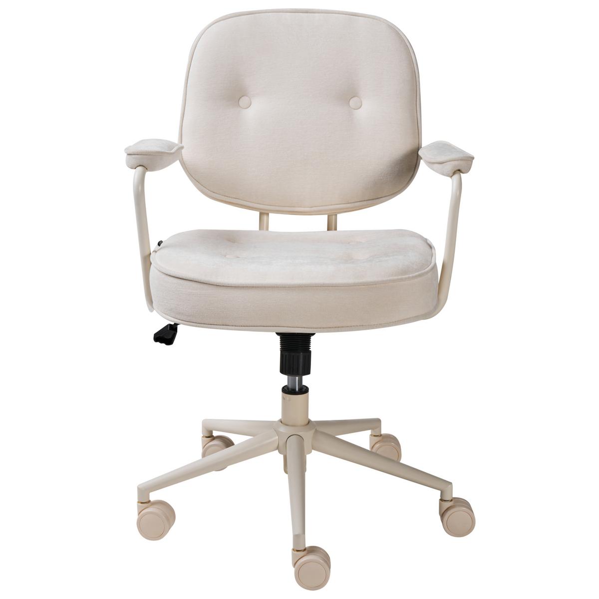 SCHREIBTISCHSTUHL Stoff Cremeweiß Paramus - Weiß, Kunststoff (60/81/65cm) - Beliani