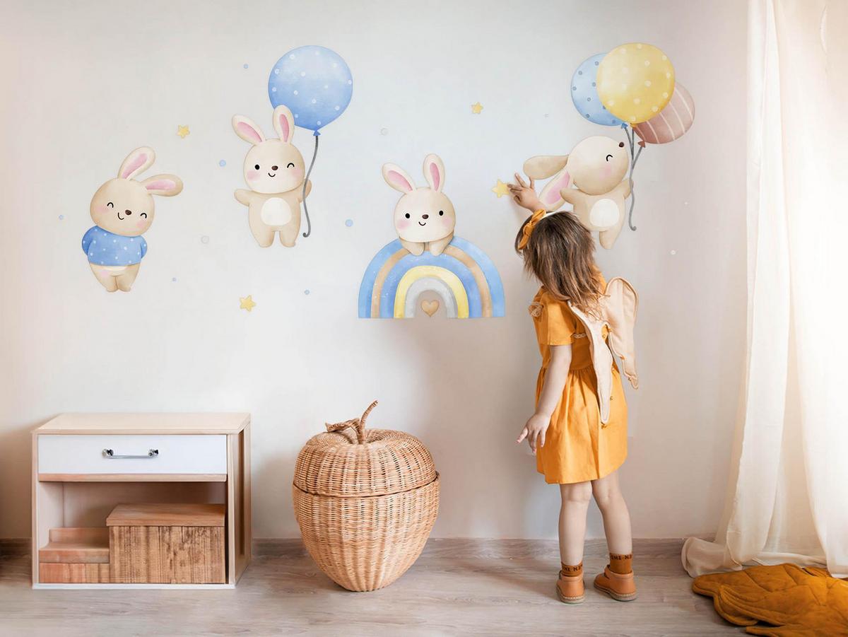WANDAUFKLEBER 80x125cm - Hasenland - Multicolor, Kunststoff (80/125/0.1cm) - Wallfluent