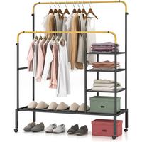KLEIDERSTÄNDER 170cm Schwarz - Schwarz, Metall (135/170/54cm) - COSTWAY