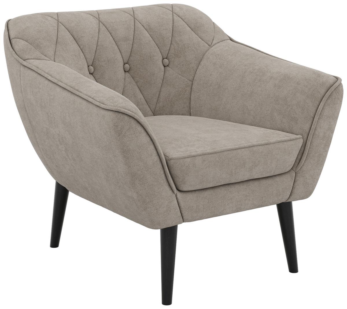 SESSEL PIRS - Greige Strukture - Schwarze Beine - Greige/Schwarz, Holzwerkstoff/Textil (80/75/74cm) - MKS