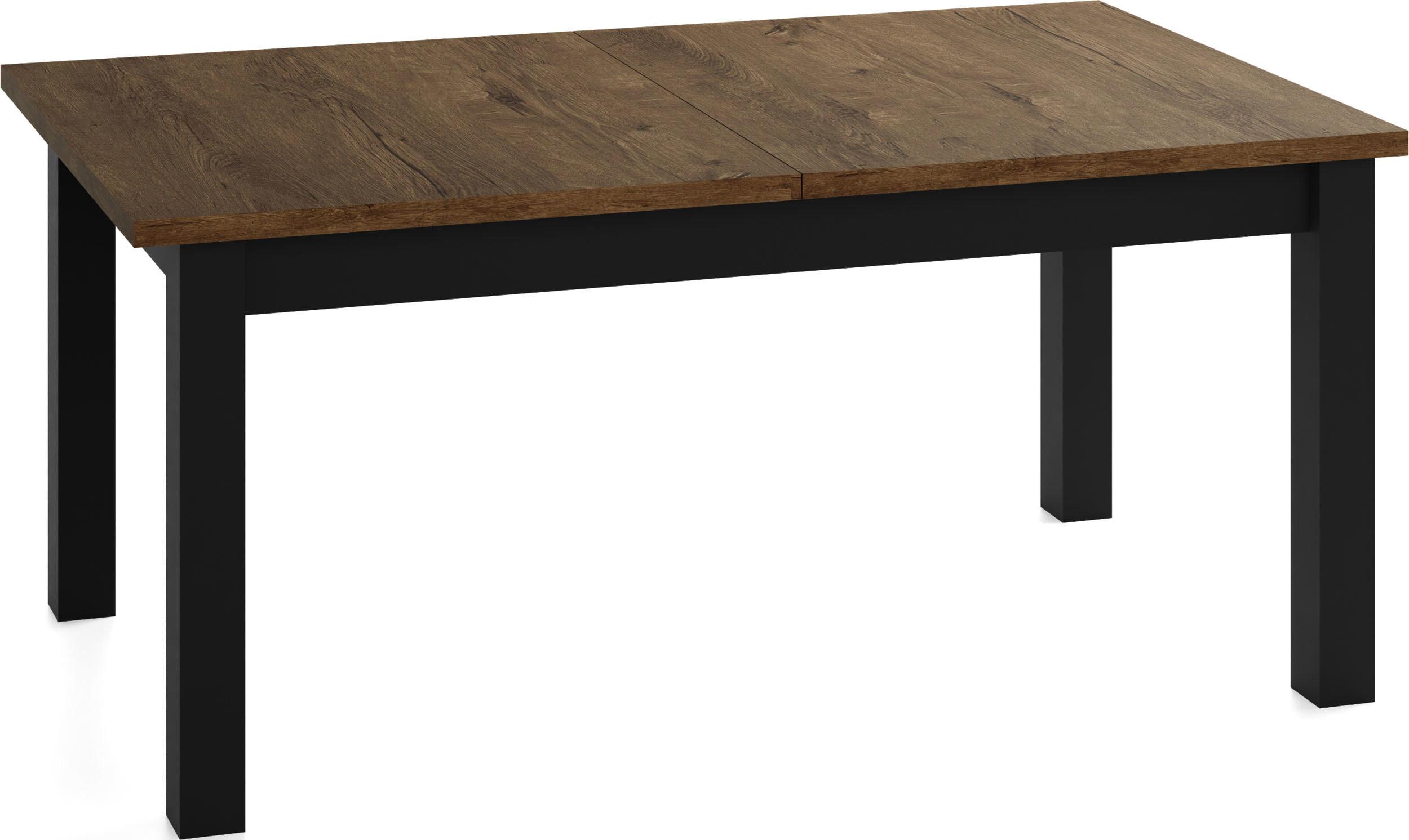 ESSTISCH Lindberg ausziehbar verlängerbar rechteckig, Eiche Braun Rustikal 140-160/80/77 cm - Alteiche/Schwarz, Holz/Holzwerkstoff (80/180/76.5cm) - WFL GROUP