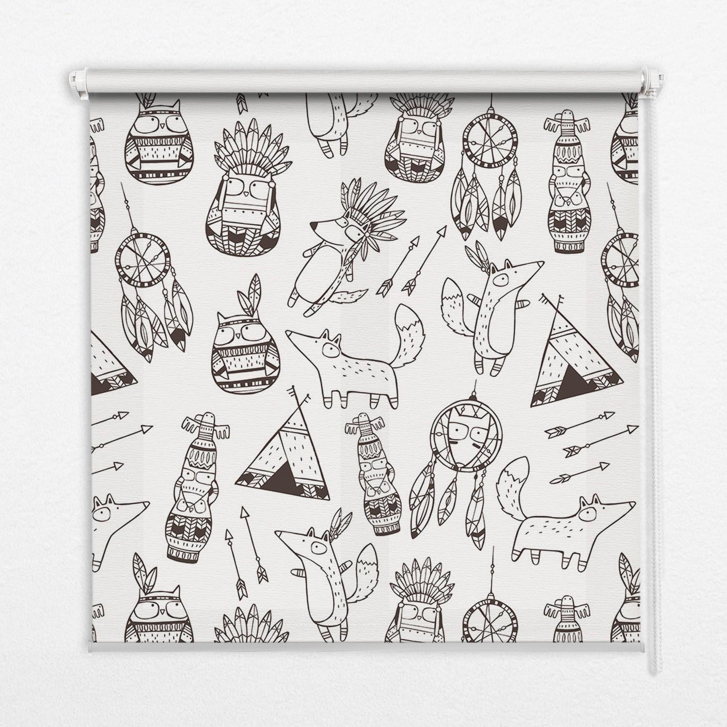 INNENROLLO - Fensterrollo - Rollo - 100x180 cm - Gezeichnete Bilder - Grau, Kunststoff (100/180/0.5cm) - TULUP