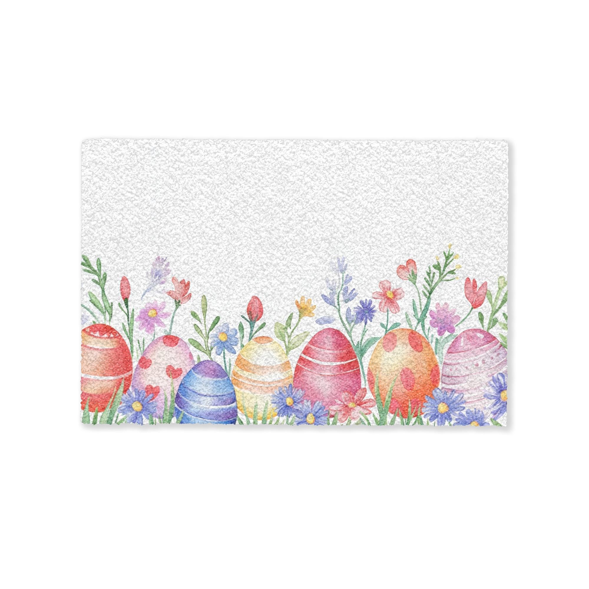 FUSSMATTE Blumengarten - Bunt - Eier Teppichmatte 90x60 cm - Multicolor/Weiß, Kunststoff (60/90cm) - MuchoWow