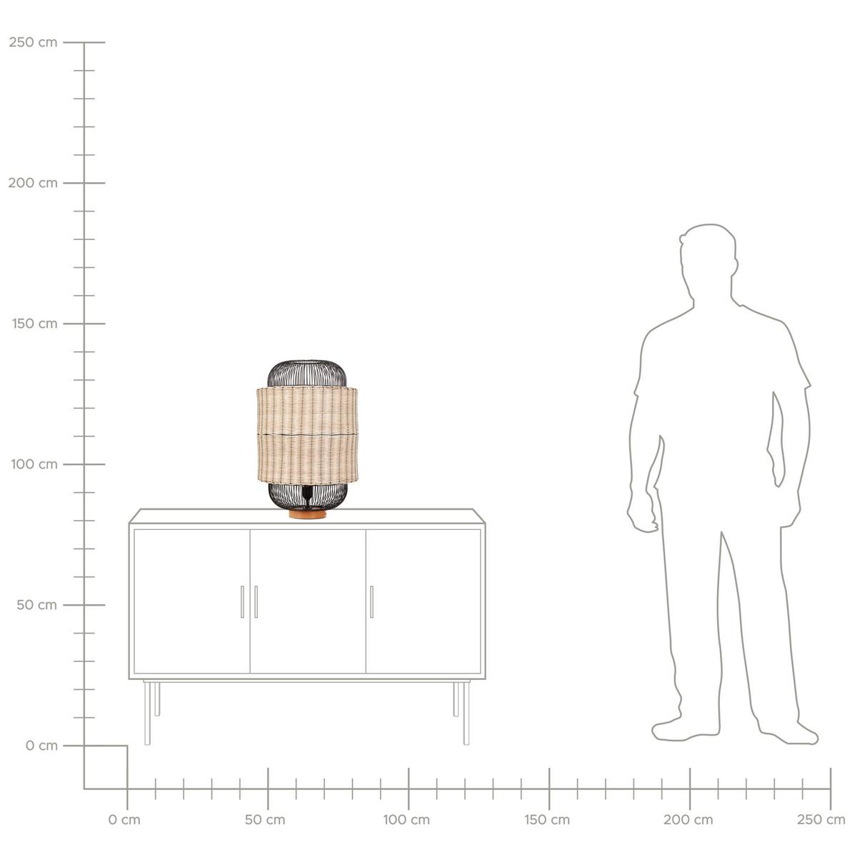 TISCHLEUCHTE Naturfarben/Schwarz/Beige Tanganyika - Beige/Schwarz, Naturmaterialien (35/35/55cm) - Beliani