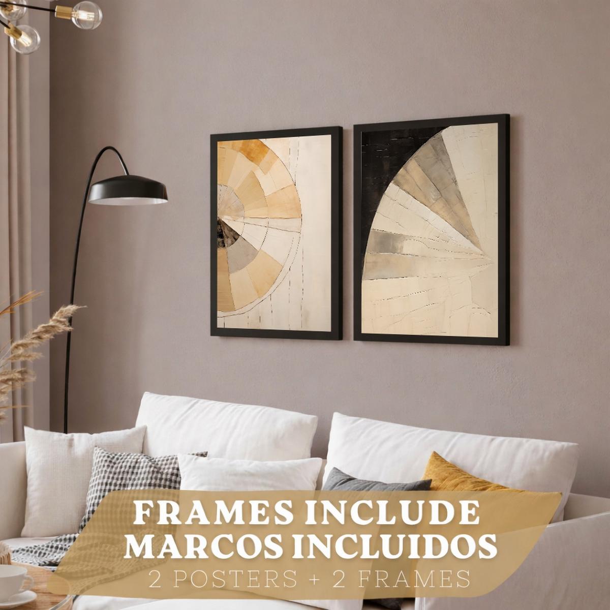 POSTER Set of 2 Abstract Wall Art Prints Modern Living Room Bedroom Kitchen Bathroom Decor Schwarzer Rahmen A4 - Schwarz, Papier (29.7/1/21cm) - Nacnic