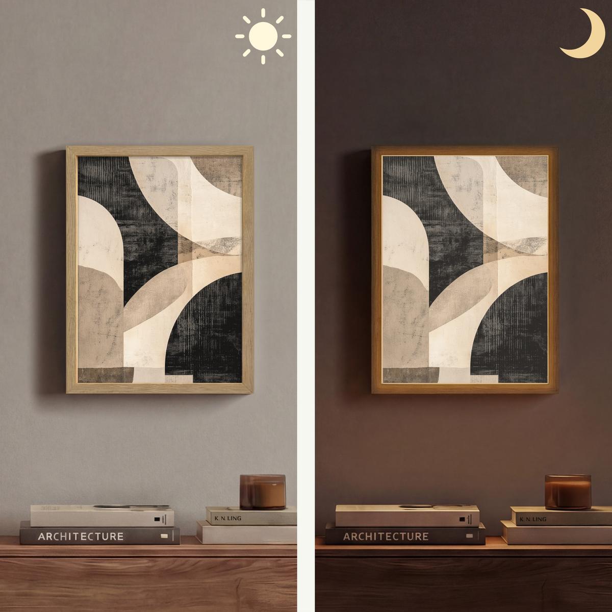 WANDLEUCHTE MIT AKKU Abstrakt - Formen - Modern - Beige 30x40 cm - Grau, Holzwerkstoff (30/40/8cm) - OnlyWow