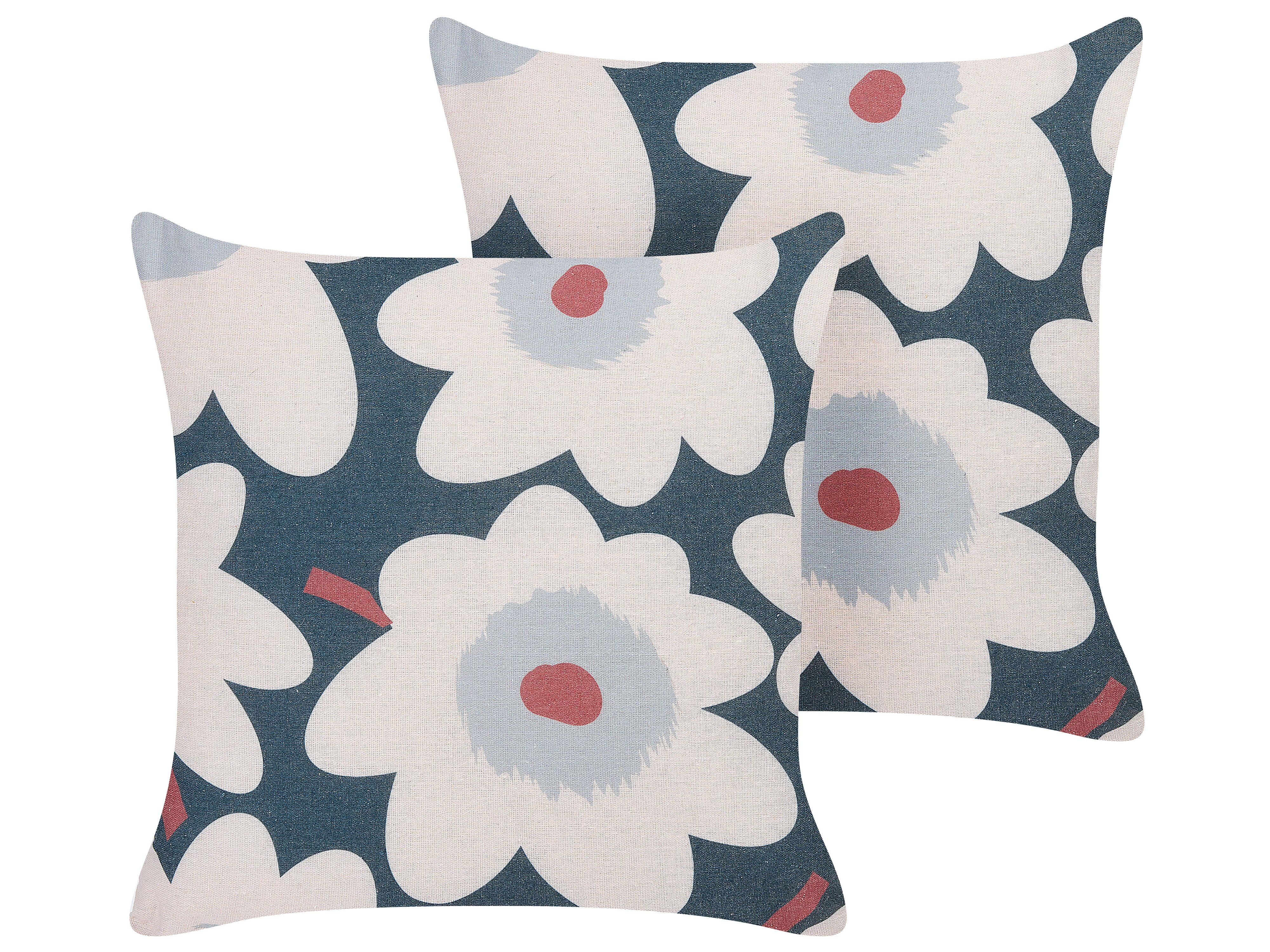 DEKOKISSEN 2er-Set Bunt 45/45 cm Sesbania - Multicolor, Textil (45/45cm) - Beliani