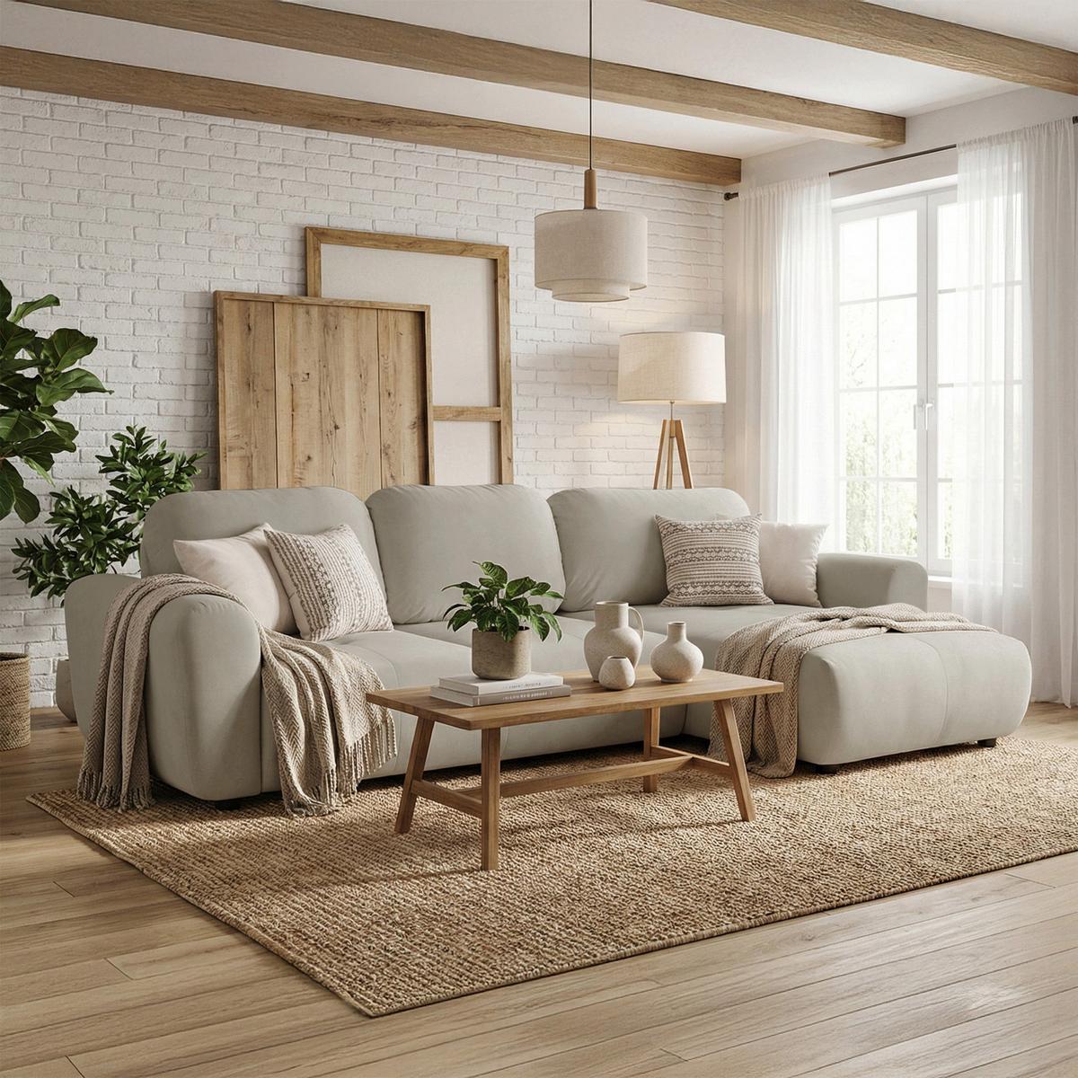 ECKSCHLAFSOFA Olido BEIGER VELOURS - Beige/Schwarz, Kunststoff/Textil (279/150cm) - Selsey