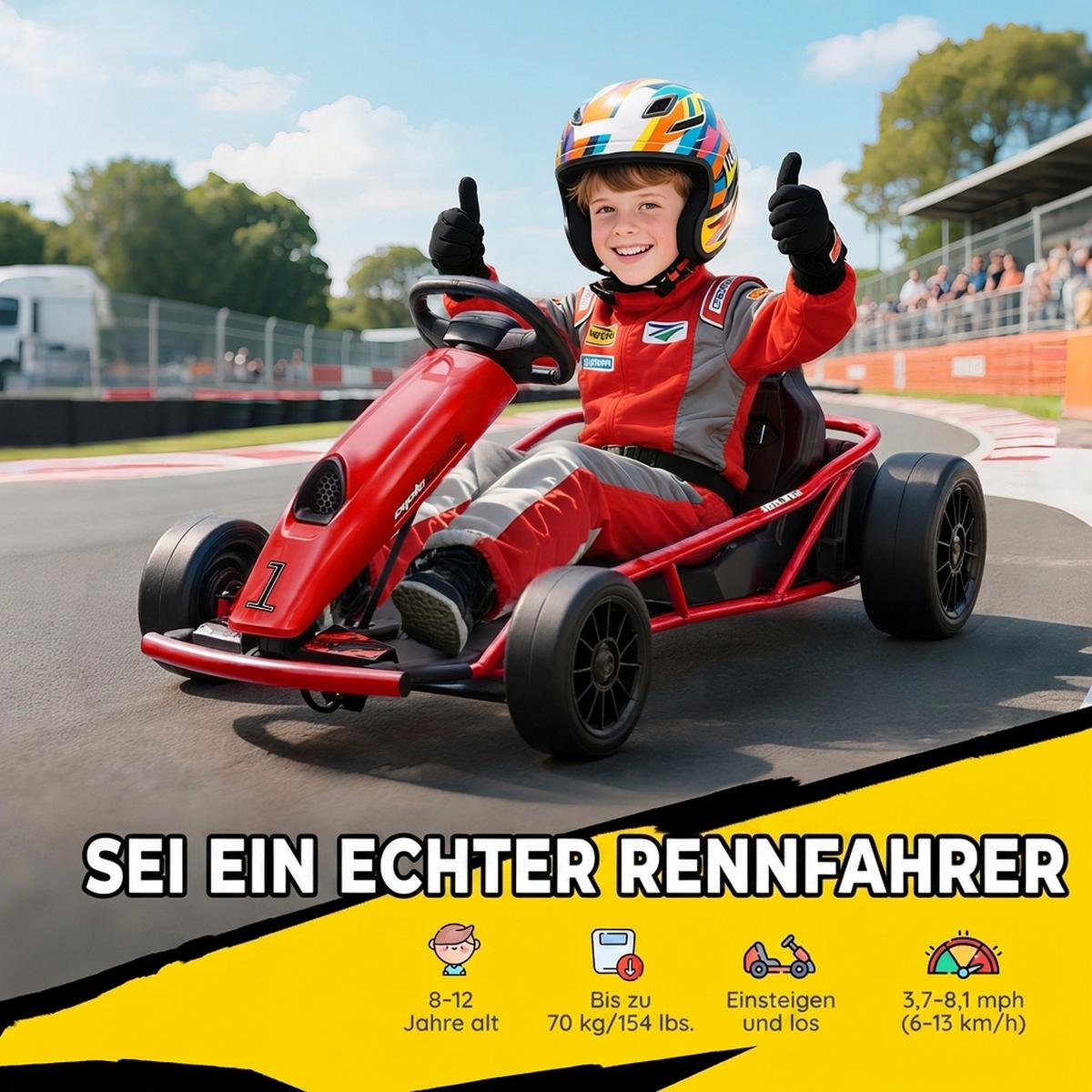 ELEKTRO-GO-KART Kunststoff Metall Rot - Rot, Kunststoff (115/77/54cm) - HOMCOM