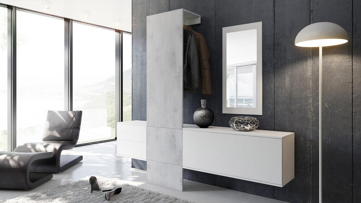 GARDEROBE Carlton Paneel in Beton Oxid Optik - Hellgrau, Holzwerkstoff (208/193/35cm) - Vladon