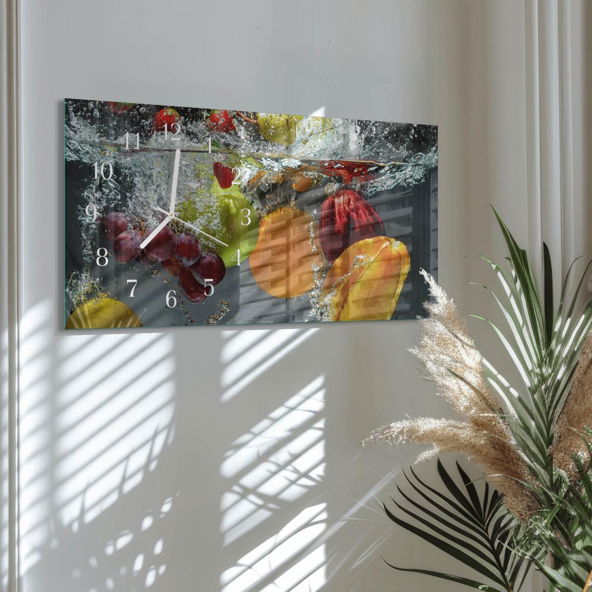 WANDUHR aus Glas 60x30 cm - Obst - Multicolor, Glas (60/30/0.4cm) - TULUP