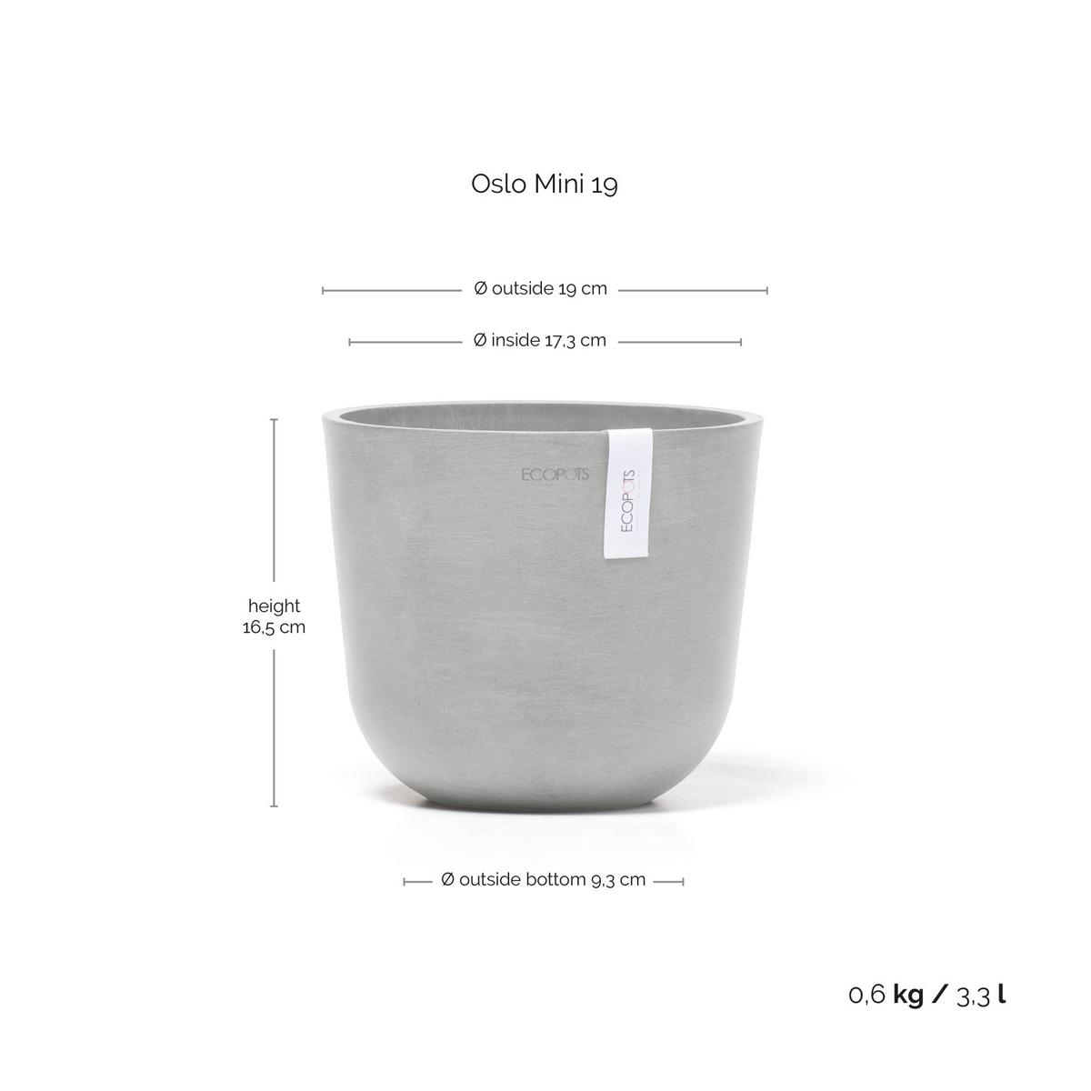 BLUMENTOPF Oslo Mini 19/16,5 cm Hellgrau - Hellgrau, Kunststoff (19/16.5cm) - Ecopots