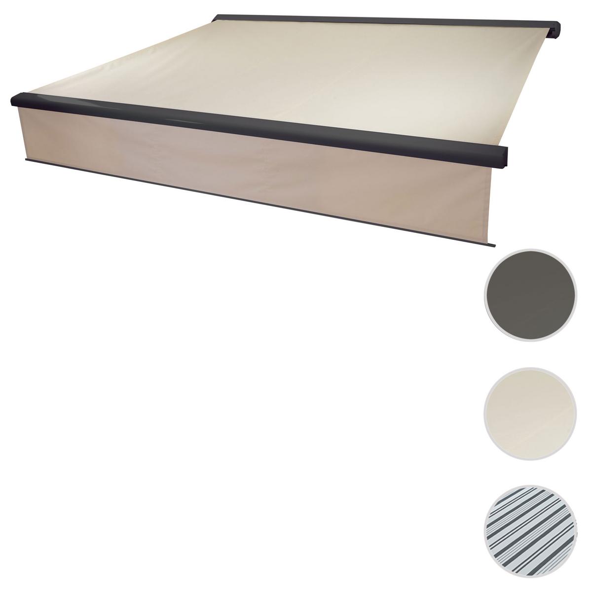 KASSETTEN-MARKISE VOLANT AUSFAHRBAR Cremeweiß, Anthrazit - Anthrazit/Weiß, Textil (500/15/300cm) - MCW