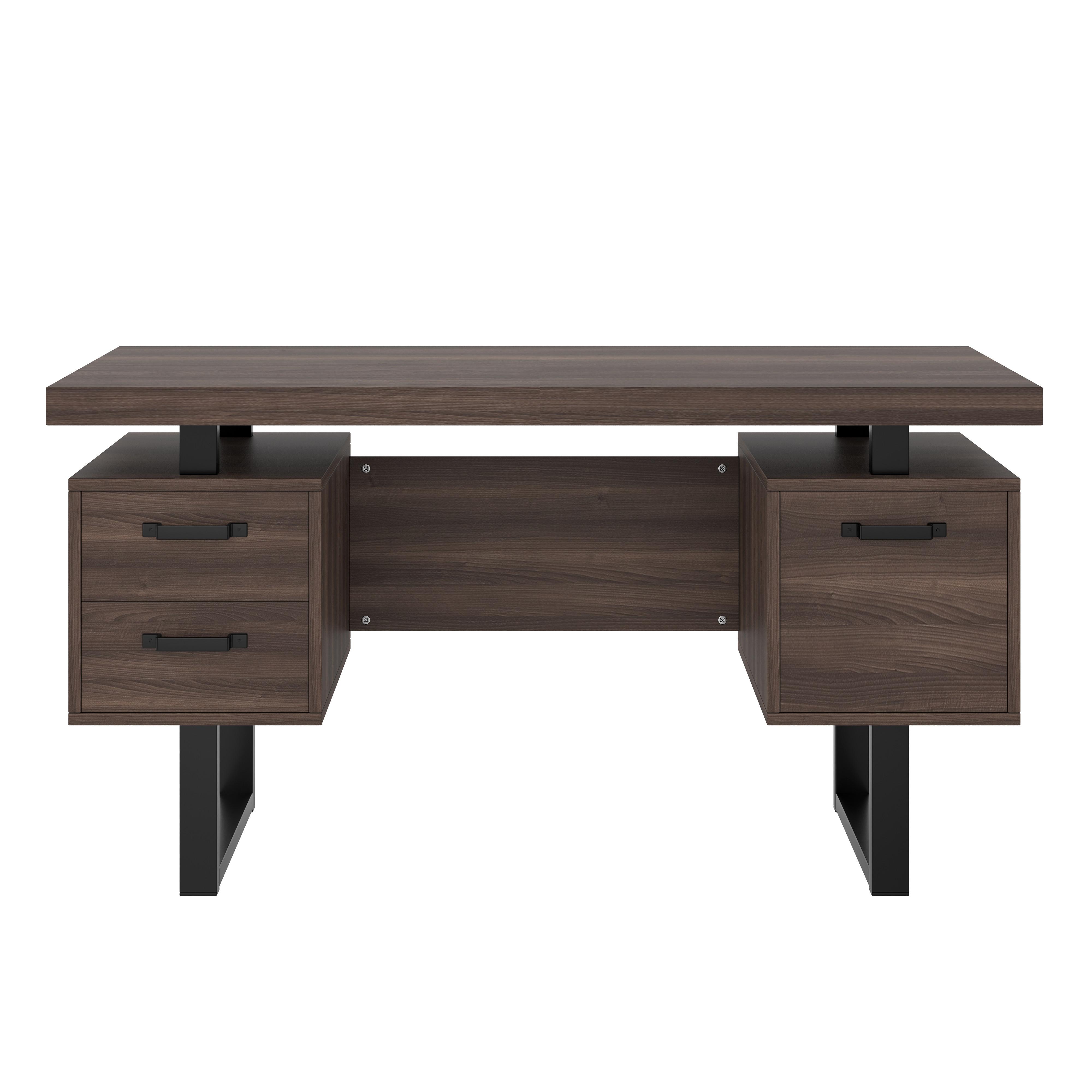 BÜROSCHREIBTISCH braun-schwarz, Stahlgestell, 3 Schubladen - Walnussfarben, Holzwerkstoff (54/135/76cm) - Urban Meuble