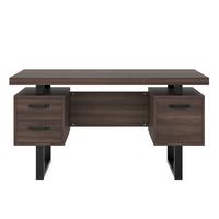 BÜROSCHREIBTISCH braun-schwarz, Stahlgestell, 3 Schubladen - Walnussfarben, Holzwerkstoff (54/135/76cm) - Urban Meuble