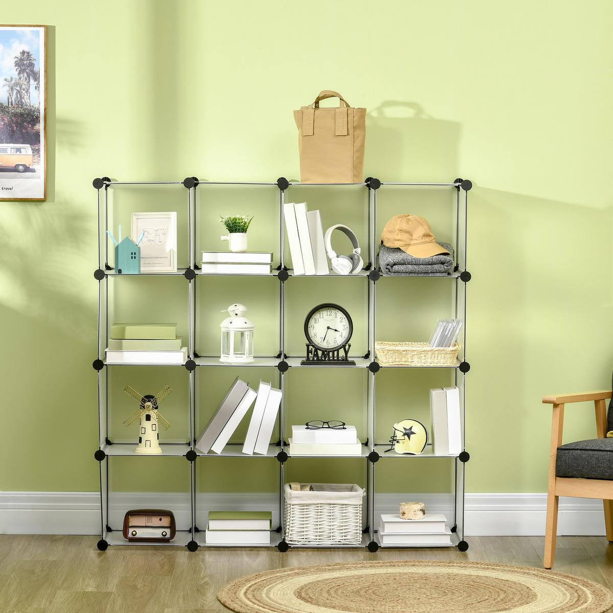 DIY Regalsystem, Kleiderschrank, Weiß - Weiß, Metall (32/125/125cm) - HOMCOM