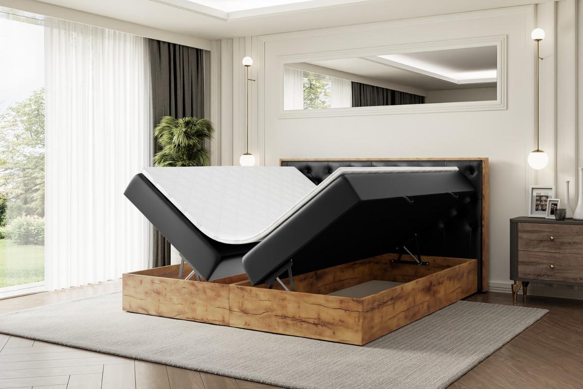 BOXBETT mit Matratze H4 und Lattenrost - LOLLI3 - 180x200 - Schwarz Hochglanz - Schwarz Hochglanz, Holzwerkstoff/Kunststoff (180/200cm) - ALTDECOR