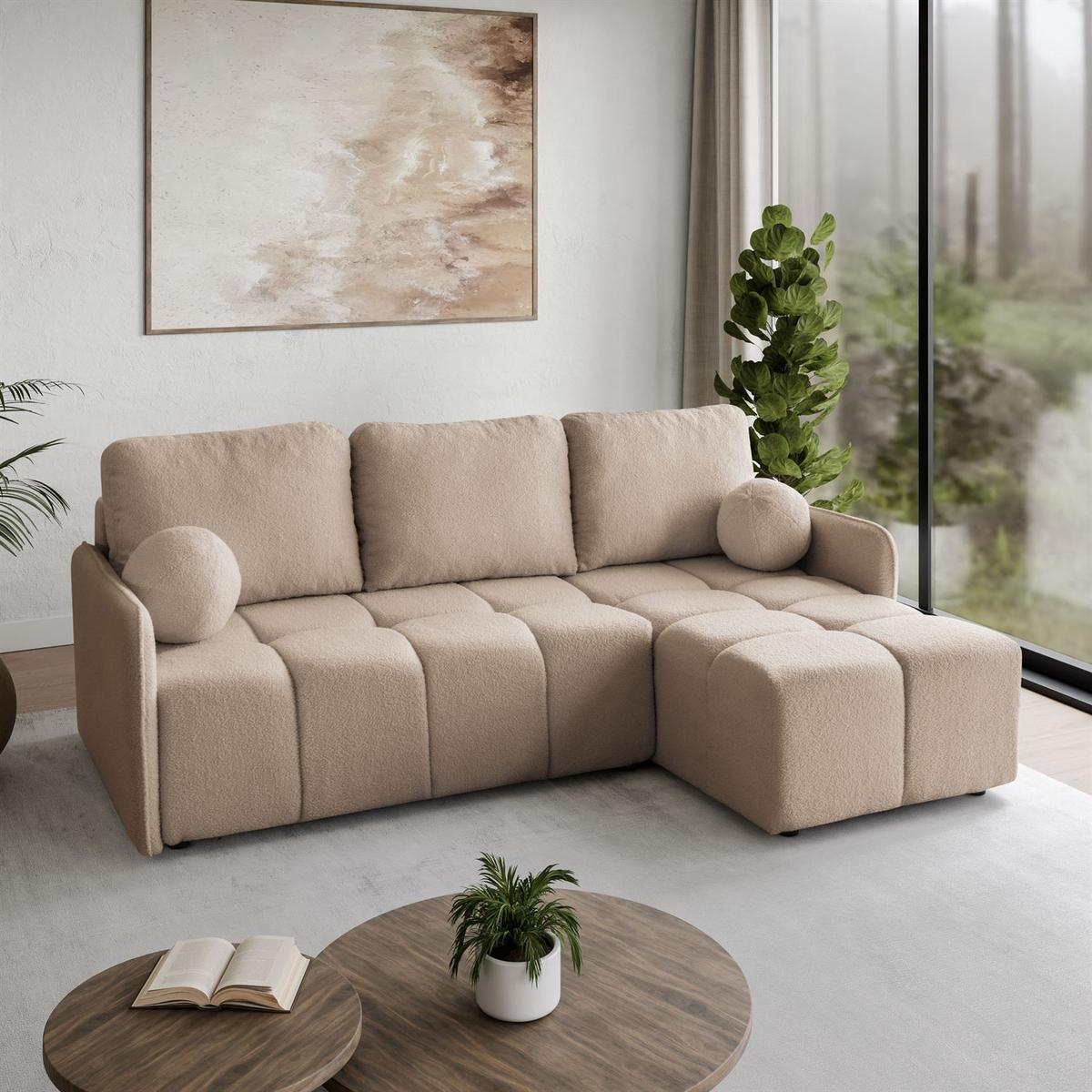 AUSZIEHBARES Ecksofa GAMMA mit Schlaffunktion Quelle 05 - Beige, Textil (217/145cm) - Lookway