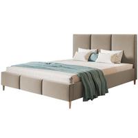 POLSTERBETT LUX Siena mit Kopfteil, 160 x 200 cm, Doppelbett mit Lattenrost aus Holz, Velourstoff Braun, Füße in Farbe: Braun - Braun, Holz/Textil (160/200cm) - Alpi-Möbel