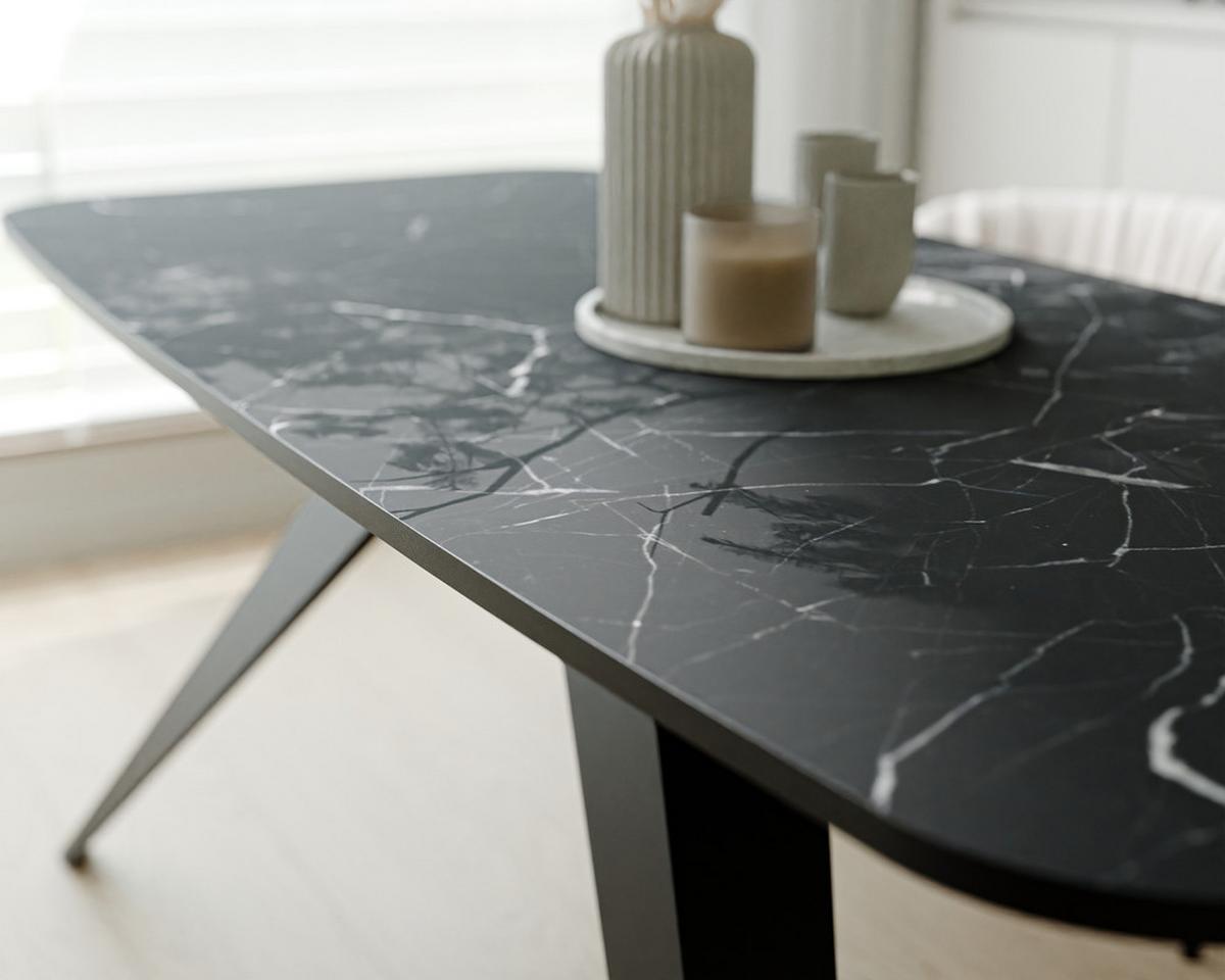 AUSZIEHTISCH FENTO 160/80/76 cm, Schwarz / Grigia Pietra (Steingrau) - Schwarz/Grau, Holzwerkstoff/Metall (80/160/76cm) - Idohome