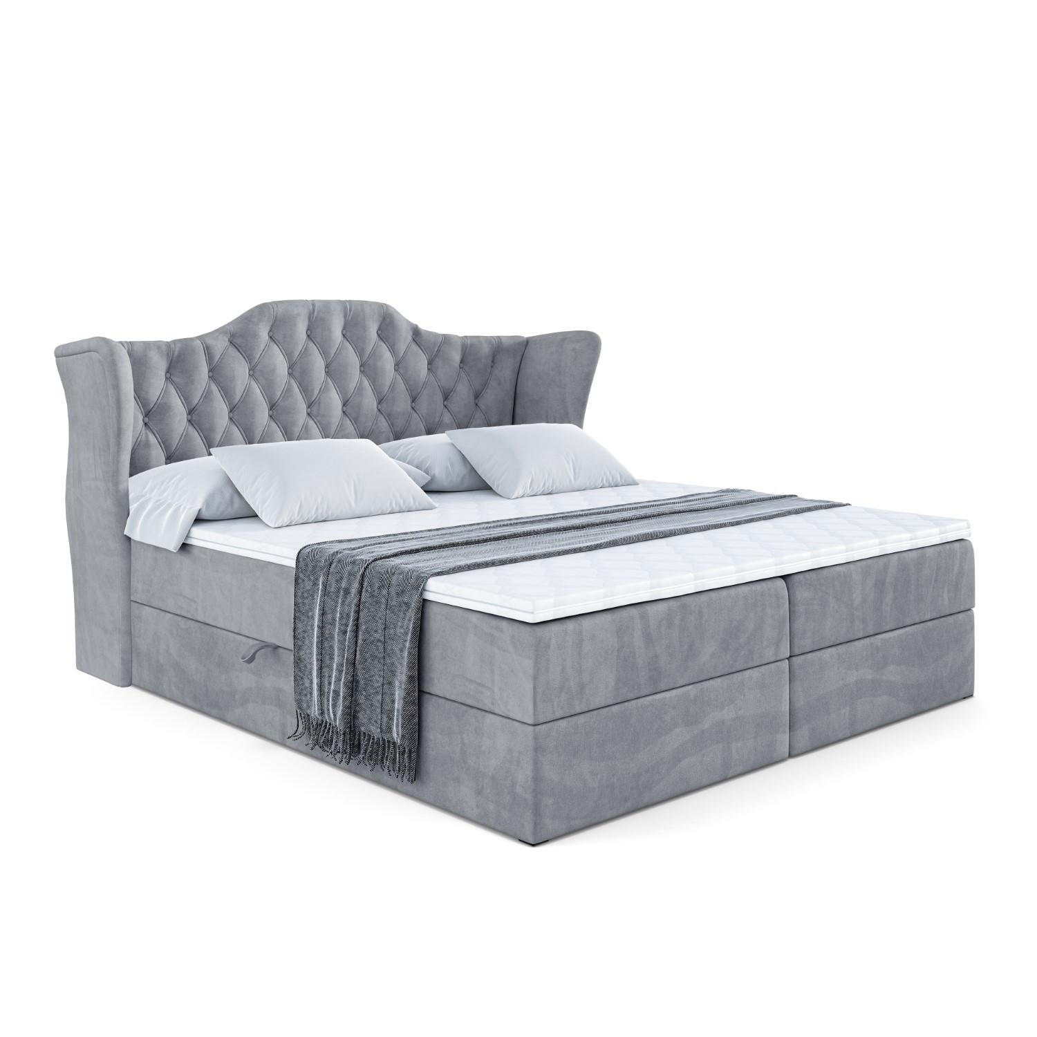BOXBETT mit Matratze H4 und Lattenrost - VILA - 180x200 cm - H4 - Grau - Grau, Holzwerkstoff (180/200cm) - ALTDECOR
