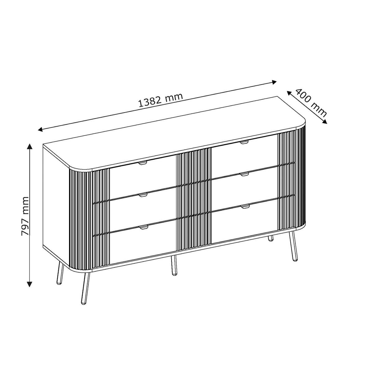 KOMMODE AURA mit Schubladen auf Füßen - Beige, Holzwerkstoff (138/80/40cm) - Idohome