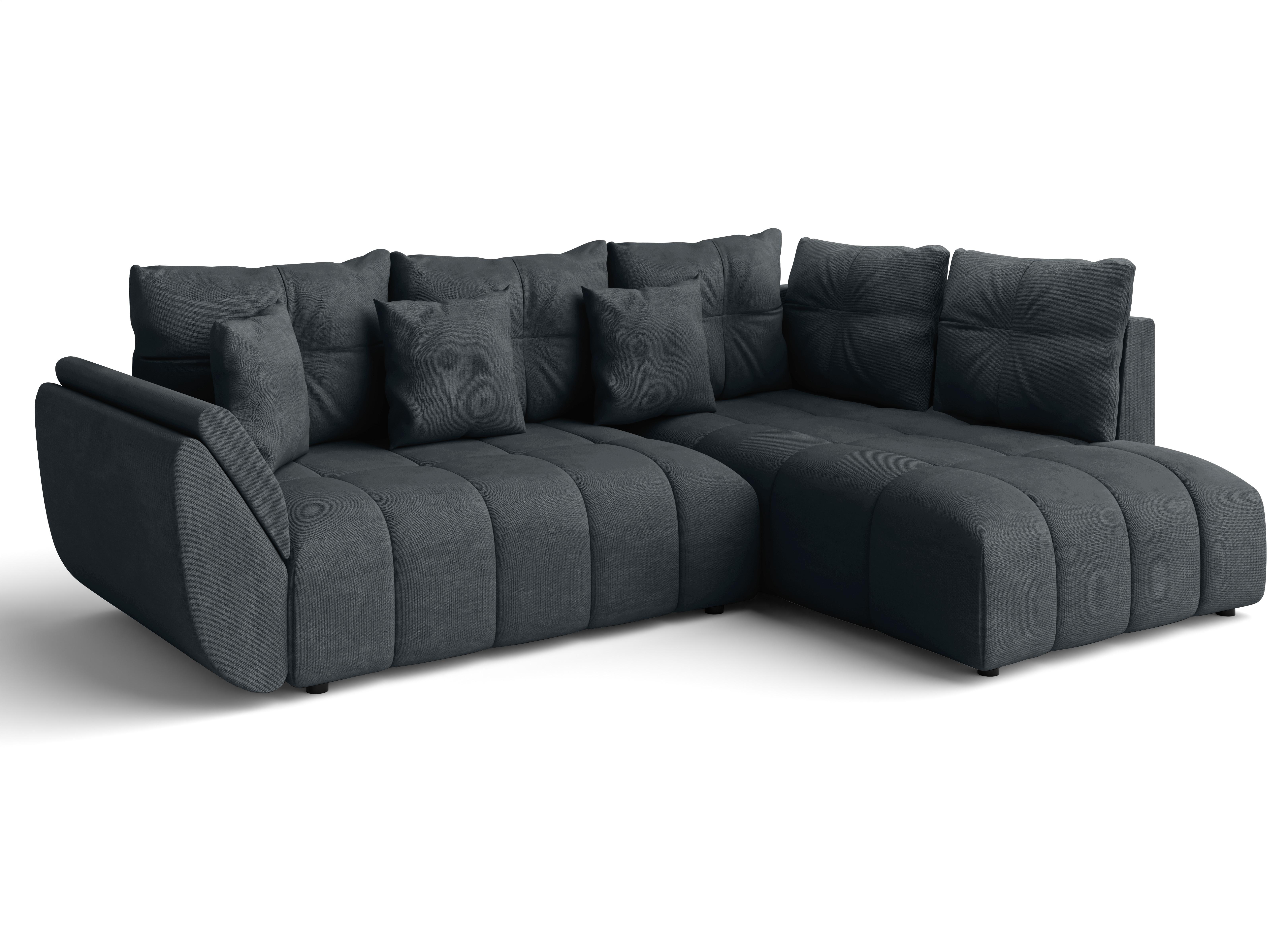 ECKSOFA L Form Kayseri Grau 268/192/96 cm – mit Bettkasten - Schwarz/Grau, Kunststoff/Textil (268/192cm) - AX Living
