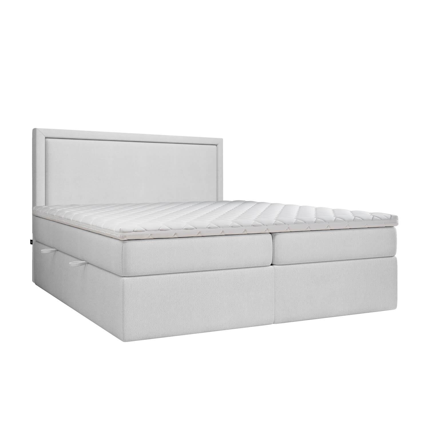 BOXBETT Jodan 140/200 cm Hellgrau im Megan Stoff - Hellgrau/Schwarz, Holz/Holzwerkstoff (140/200cm) - AltaBeds
