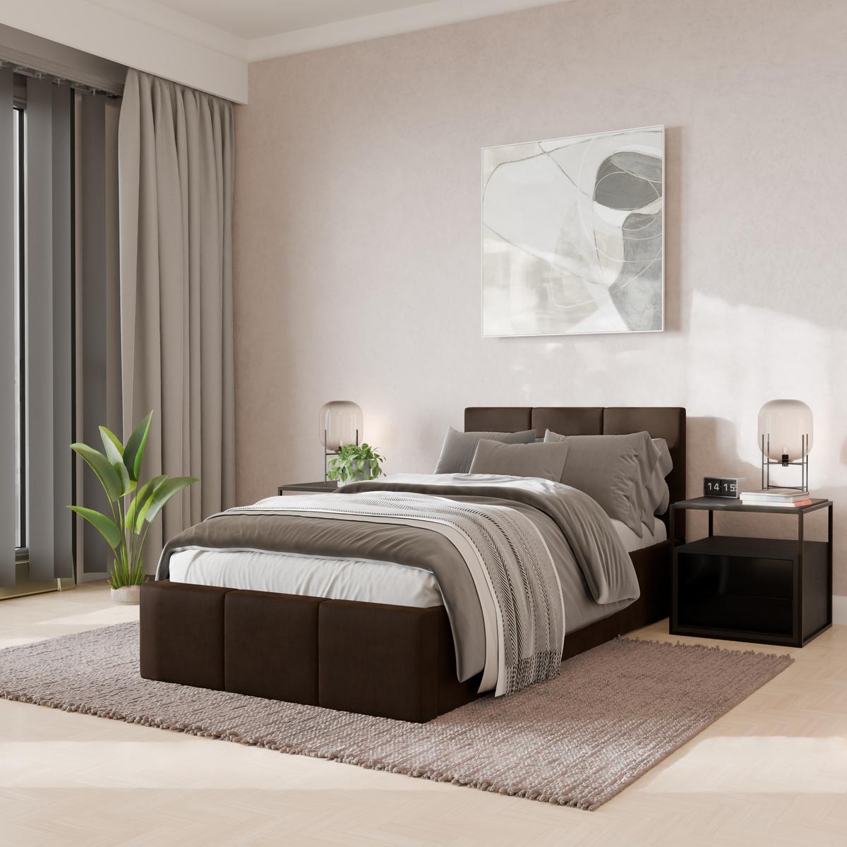 POLSTERBETT für Schlafzimmer Bett mit Stauraum Braun 90x200 - Braun, Holzwerkstoff/Metall (90/200cm) - Muralo
