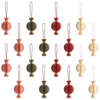 WEIHNACHTSBAUMSCHMUCK 16er Set Papier Bunt Rauma - Multicolor, Papier (6/10/6cm) - Beliani